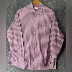 Michael Kors Men's mauve purple White Striped Slim Fit Shirt Size 16 1/2  34 /35